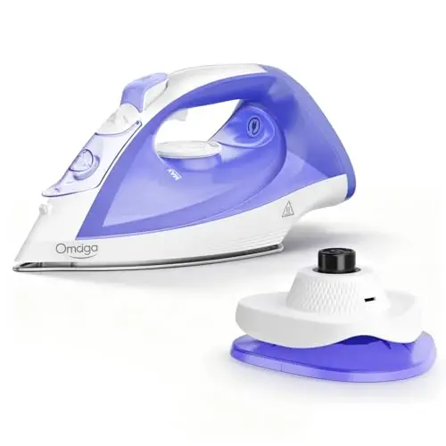 OMAIGA Cordless Iron for Clothes, 1550W 2-In-1 Cordless/Corded Steam Iron Rapid Heating, Ceramic Soleplate, 3-Way Auto-Off, Self-Cleaning, 12.85oz Water Tank Ironing Clothes for Home, Purple - 1