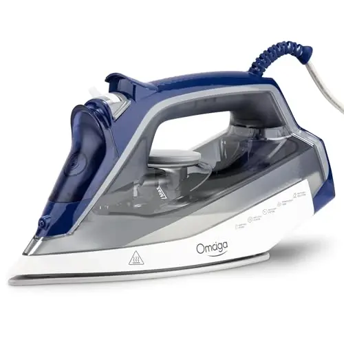 OMAIGA Steam Iron for clothes - 1750W Clothes Iron with Non-Stick Ceramic Soleplate, Powful Steam, 3-Way Auto-Off, Self-Cleaning, Anti-Calc, 13.52oz Water Tank Ironing Clothes for Home 