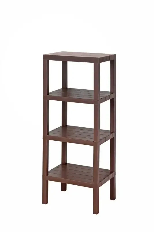Ombeg 4 Tier Modular Shelf Bathroom Organizer Kitchen Balcony Living Room Garden Organizer Brown-Brown - 2