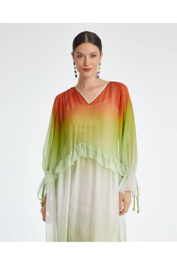 Ombre Flowy Chiffon Dress - 2