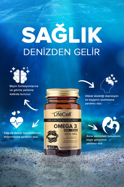 Omega 3 EPA DHA 1000mg - 60 Adet Soft Jel Balık Yağı Desteği - 12