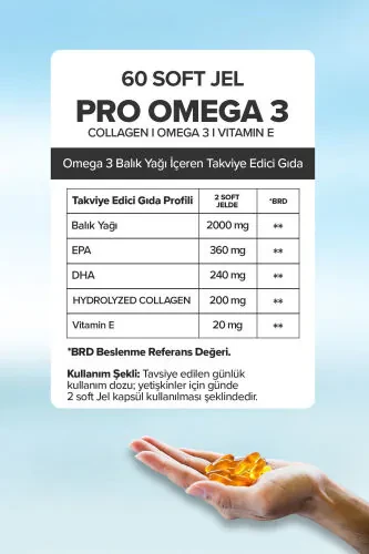 Omega 3 EPA DHA 1000mg - 60 dona soft jel baliq yog'i qo'shimchasi - 3