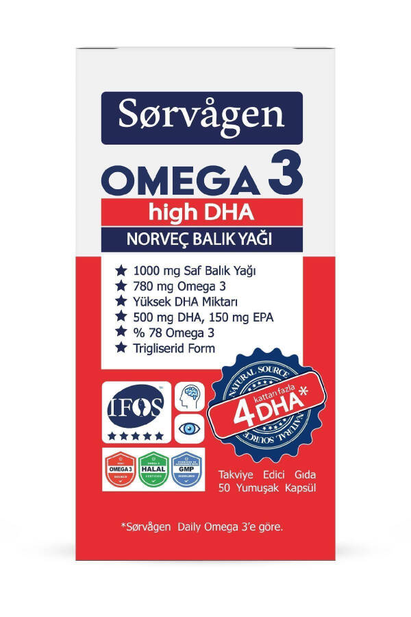 Omega 3 High Dha Pure Norwegian Fish Oil, 50 Capsules, 1000 Mg - 1