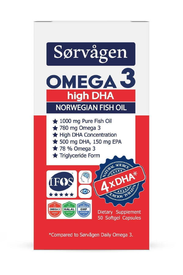 Omega 3 High Dha Pure Norwegian Fish Oil, 50 Capsules, 1000 Mg - 3