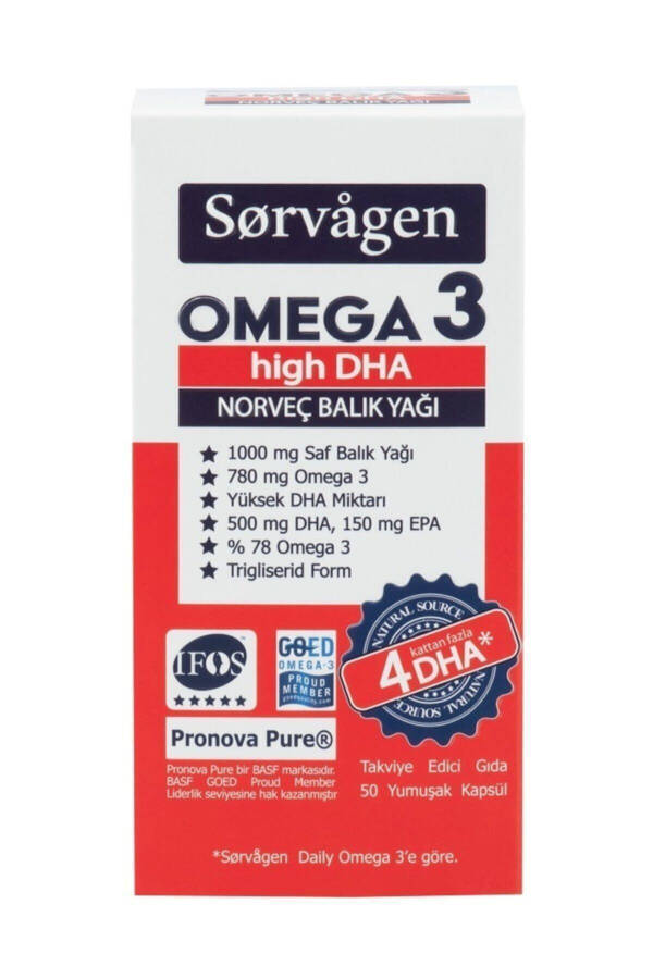 Omega 3 High Dha Pure Norwegian Fish Oil, 50 Capsules, 1000 Mg - 7