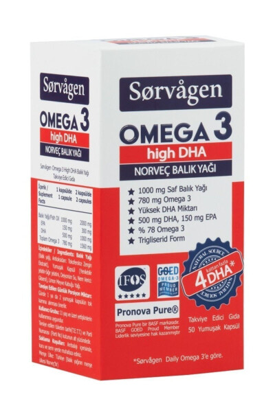 Omega 3 High Dha Pure Norwegian Fish Oil, 50 Capsules, 1000 Mg - 8