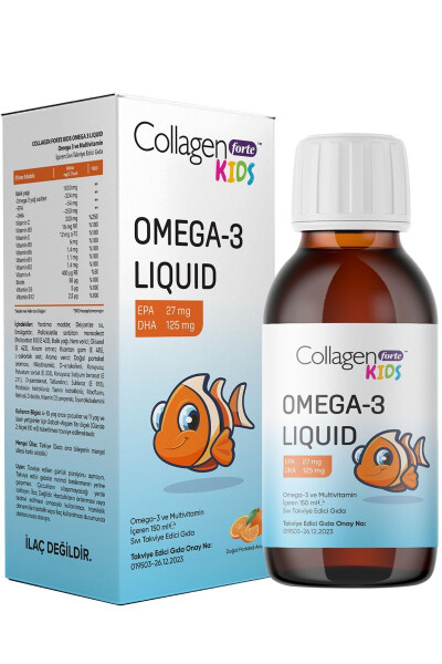 Omega-3 Kids Liquid & Multivitamin 150ml Orange Flavored Liquid Fish Oil for Children - 1