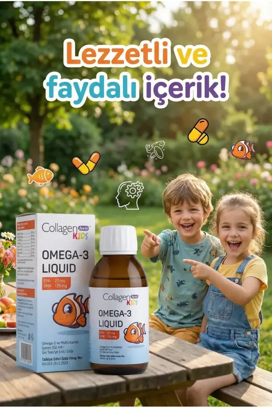 Omega-3 Kids Liquid & Multivitamin 150ml Orange Flavored Liquid Fish Oil for Children - 8