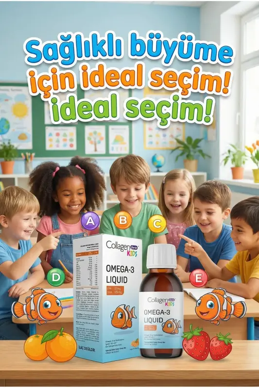 Omega-3 Kids Liquid & Multivitamin 150ml Çocuklar Için Portakal Aromalı Sıvı Balık Yağı - 3