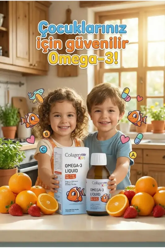 Omega-3 Kids Liquid & Multivitamin 150ml Çocuklar Için Portakal Aromalı Sıvı Balık Yağı - 3