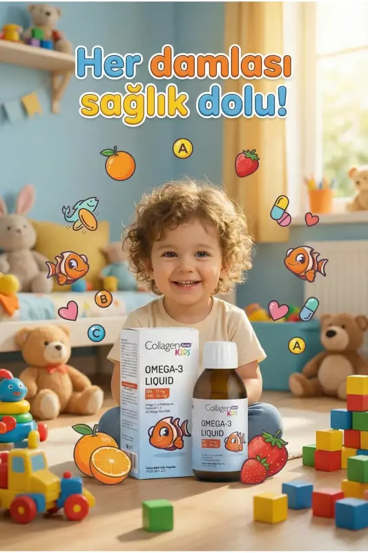 Omega-3 Kids Suyuq & Multivitamin 150ml Bolalar Uchun Apelsin Hidi Suyuq Baliq Yog'i - 4