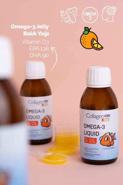 Omega-3 Kids Suyuq & Multivitamin 150ml Bolalar Uchun Apelsin Hidi Suyuq Baliq Yog'i - 2