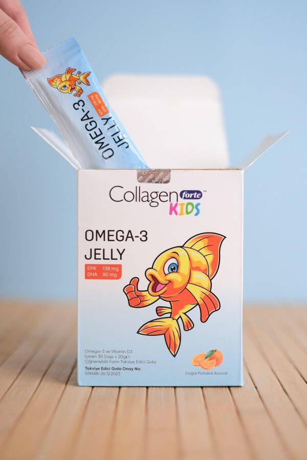 Omega-3 Kids & Vitamin D3 Bolalar uchun apelsin ta'mli chaynab olish uchun jel shaklida baliq yog'i 30 ta paket - 1