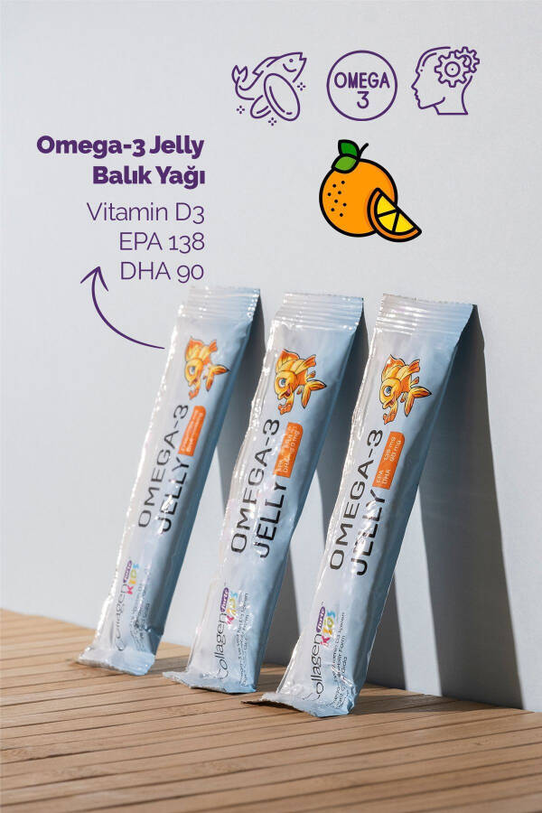 Omega-3 Kids & Vitamin D3 Bolalar uchun apelsin ta'mli chaynab olish uchun jel shaklida baliq yog'i 30 ta paket - 4