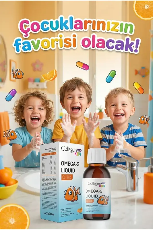 Omega-3 Kids Жидкий & Мультивитамин 150ml Апельсиновый Аромат Жидкий Рыбий жир для Детей - 5