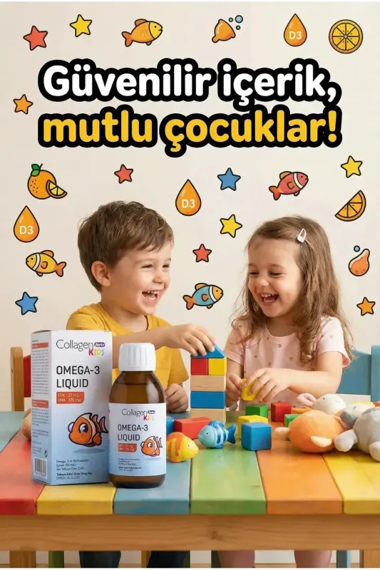 Omega-3 Kids Жидкий & Мультивитамин 150ml Апельсиновый Аромат Жидкий Рыбий жир для Детей - 7
