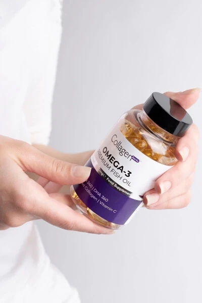Omega-3 Premium Fish Oil 90 Softgel X 1000mg, Balık Yağı, Hidrolize Kolajen & C Vitamini - COLLAGEN FORTE PLATINUM