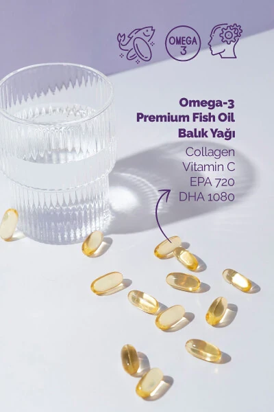 Omega-3 Premium Fish Oil 90 Softgel X 1000mg, Fish Oil, Hydrolyzed Collagen & Vitamin C - 3