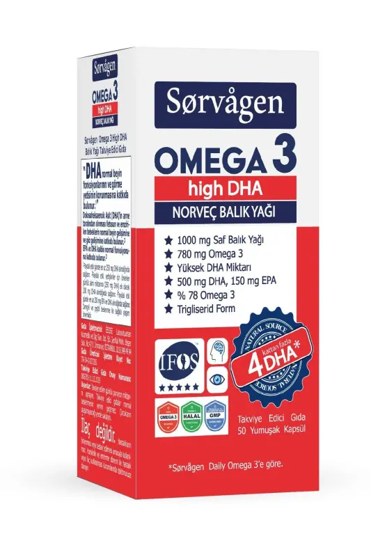 Omega 3 High DHA Saf Norveç Balık Yağı, 50 Kapsül, 1000 mg - 2