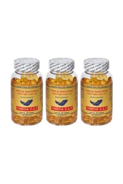 Omega 3.6.9 1000 Mg 3 Pack Total 600 Softgel Fish Oil USA - GOLD NATURAL (1)
