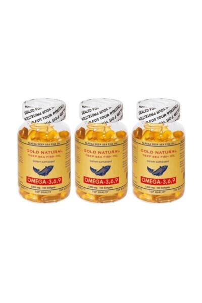 Омега 3.6.9 1000 Мг 3 Упаковки Общая 300 Softgel Рыбий Жир США - GOLD NATURAL