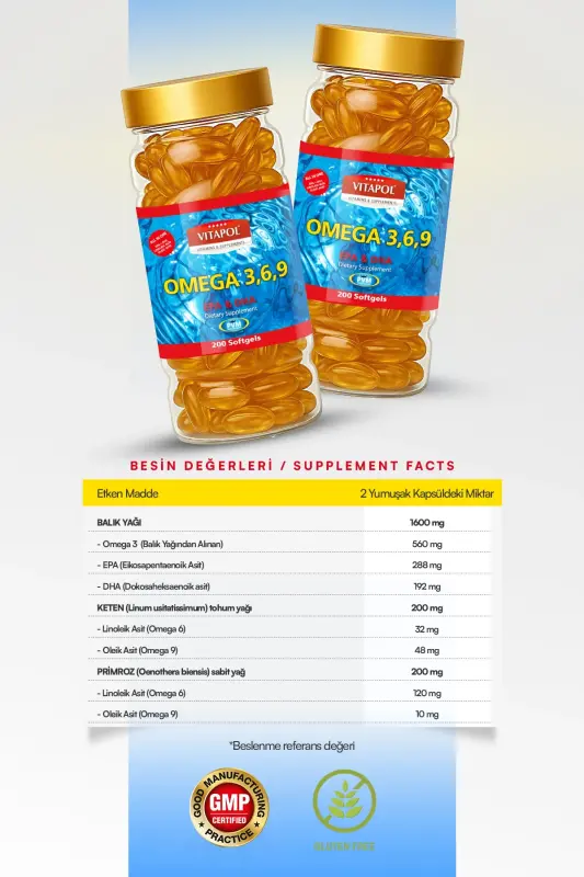 Omega 3.6.9 Baliq Yog'i 200 Softgel - 5