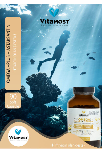 Omega Plus (OMEGA 3, ASTAKSANTIN 40MG, D3K2, KOENZYM Q10) Baliq yog'i, Baliq yog'i 90 yumshoq kapsula 2000 mg - 8