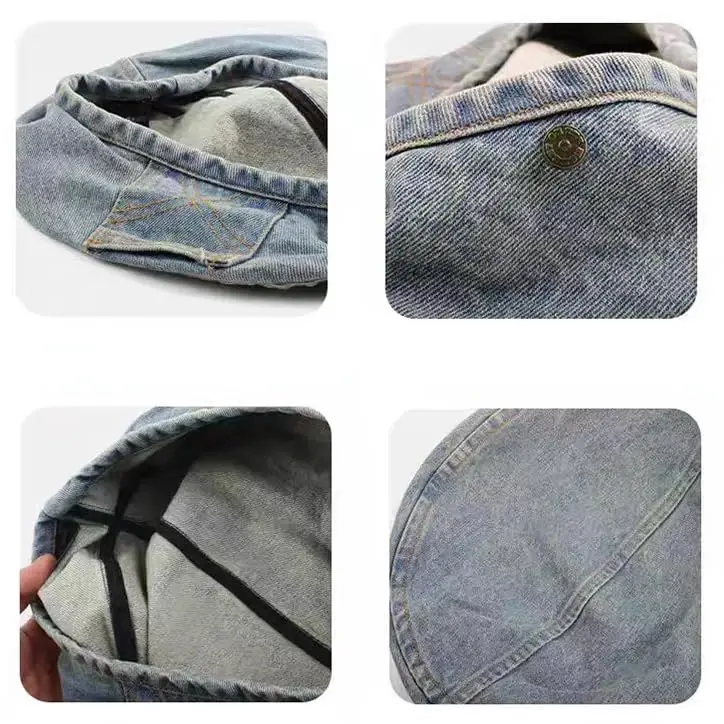 OMLAMP Y2k Hats Kpop Outfits for Women Painters Hat Denim Beret Women's Cap Hip-Hop Beanies Grunge Retro Girl Caps - 2