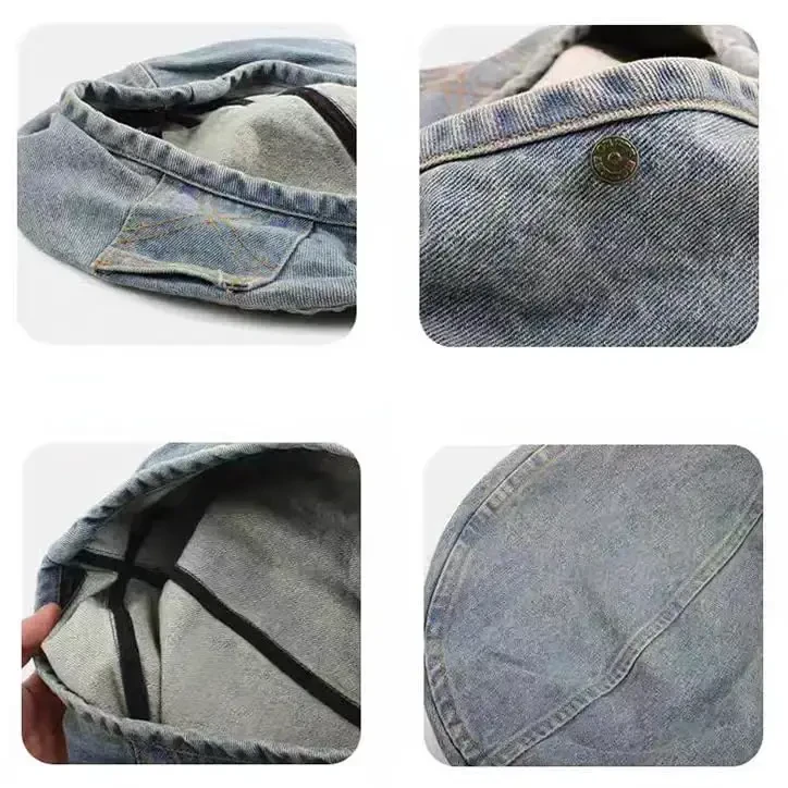 OMLAMP Y2k Hats Kpop Outfits for Women Painters Hat Denim Beret Women's Cap Hip-Hop Beanies Grunge Retro Girl Caps - 6