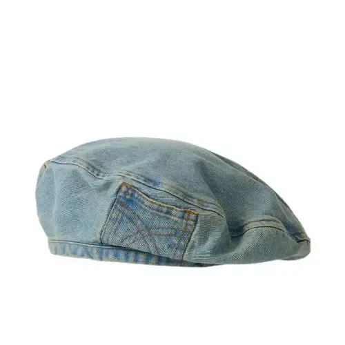 OMLAMP Y2k Hats Kpop Outfits for Women Painters Hat Denim Beret Women's Cap Hip-Hop Beanies Grunge Retro Girl Caps - OMLAMP (1)