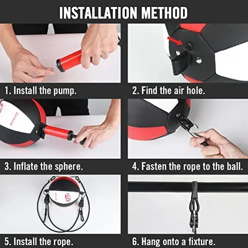 OModazoneY FIT Flex Double End Punching Bag - Bungee Cords w/Special Flex Adjustable System - Durable Bladder Speed Bag - Boxing Training Equipment for Adults - Home Gym Accessories - 4