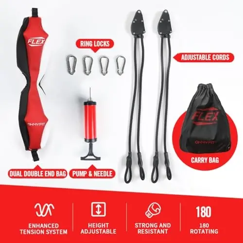 OModazoneY FIT Flex Double End Punching Bag - Bungee Cords w/Special Flex Adjustable System - Durable Bladder Speed Bag - Boxing Training Equipment for Adults - Home Gym Accessories - 2