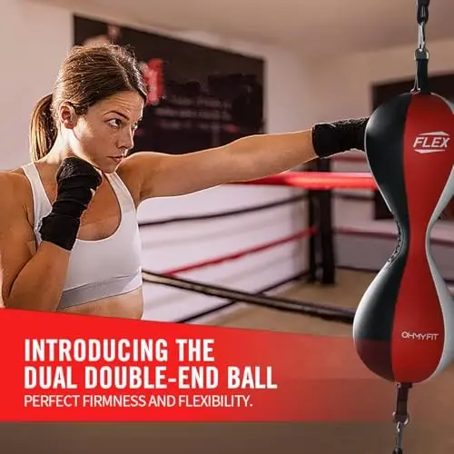 OModazoneY FIT Flex Double End Punching Bag - Bungee Cords w/Special Flex Adjustable System - Durable Bladder Speed Bag - Boxing Training Equipment for Adults - Home Gym Accessories - 6