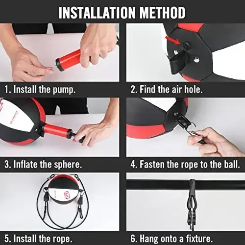 OModazoneY FIT Flex Double End Punching Bag - Bungee Cords w/Special Flex Adjustable System - Durable Bladder Speed Bag - Boxing Training Equipment for Adults - Home Gym Accessories - 4