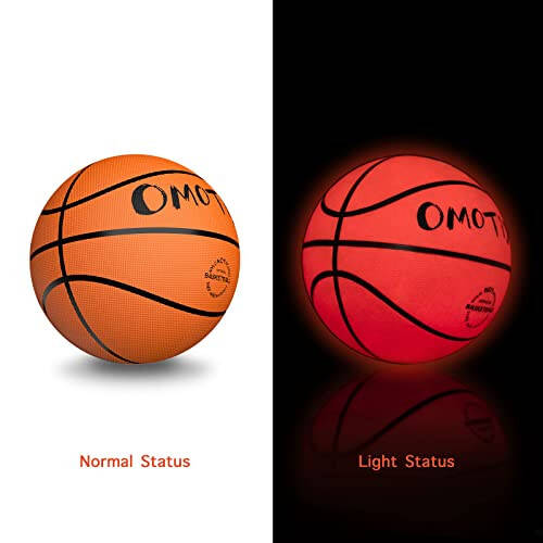 OMOTIYA Qorong'ida Yoritilgan Basketbol, LED Yorug'likli Basketbol, Kecha Yoritilgan To'p, O'g'il Qizlar Sport Sovg'alari Aksessuarlari 8-12 Yosh, O'yinchoq Basketbol Sovg'a G'oyalari 8, 9, 10, 11, 12, 13+ Yosh Bolalar O'spirinlar Uchun - 2