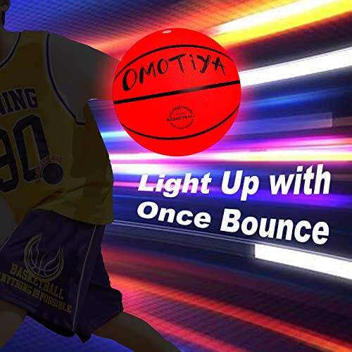 OMOTIYA Qorong'ida Yoritilgan Basketbol, LED Yorug'likli Basketbol, Kecha Yoritilgan To'p, O'g'il Qizlar Sport Sovg'alari Aksessuarlari 8-12 Yosh, O'yinchoq Basketbol Sovg'a G'oyalari 8, 9, 10, 11, 12, 13+ Yosh Bolalar O'spirinlar Uchun - 6