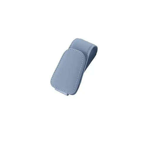 Ompellus 2 Pack Magnetic Leather Sunglass Holder, Eyeglass Hanger Clip for Car Sun Visor, Suitable for Different Size Eyeglasses (Blue, 2 Pack) - 1