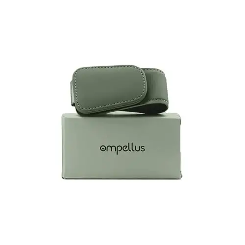 Ompellus 2 Pack Magnetic Leather Sunglass Holder, Eyeglass Hanger Clip for Car Sun Visor, Suitable for Different Size Eyeglasses (Green, 2 Pack) - 1