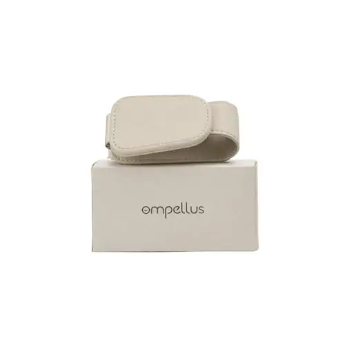 Ompellus 2 Pack Magnetic Leather Sunglass Holder, Eyeglass Hanger Clip for Car Sun Visor, Suitable for Different Size Eyeglasses (White, 2 Pack) 