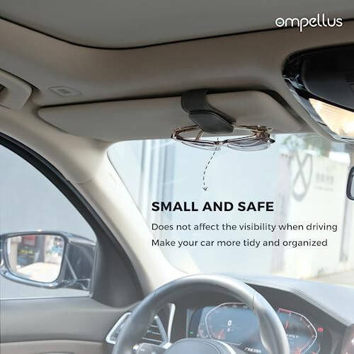 Ompellus Magnetic Leather Sunglass Holder, Eyeglass Hanger Clip for Car Sun Visor, Suitable for Different Size Eyeglasses (Black, 1 Pack) - 6