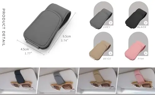 Ompellus Magnetic Leather Sunglass Holder, Eyeglass Hanger Clip for Car Sun Visor, Suitable for Different Size Eyeglasses (Blue, 1 Pack) - 4