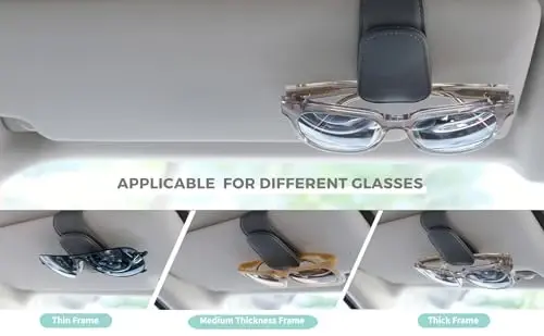 Ompellus Magnetic Leather Sunglass Holder, Eyeglass Hanger Clip for Car Sun Visor, Suitable for Different Size Eyeglasses (Blue, 1 Pack) - 5