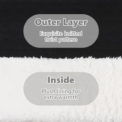 OMUKY Unisex Winter Knit Warm Scarves Thick Fleece Scarf Cold Weather Soft Neck Warmer for Women Men - 4