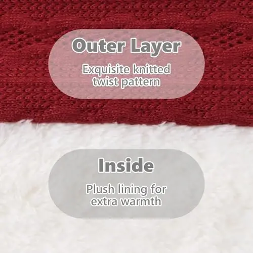 OMUKY Unisex Kışlık Örgü Sıcak Atkılar Kadın Erkek için Kalın Polar Atkı Soğuk Hava Yumuşak Boyun Isıtıcı - 4