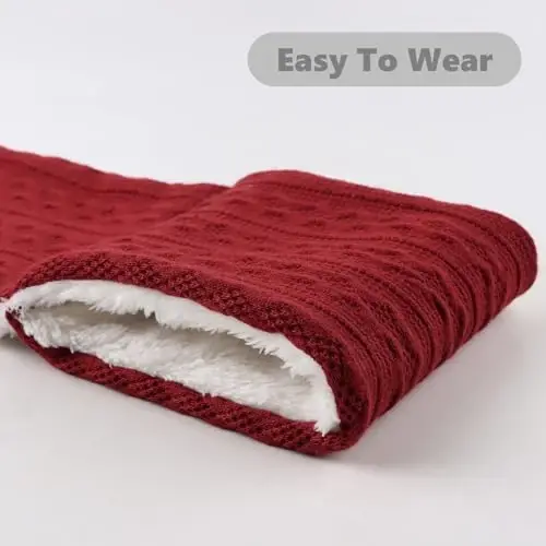 OMUKY Unisex Kışlık Örgü Sıcak Atkılar Kadın Erkek için Kalın Polar Atkı Soğuk Hava Yumuşak Boyun Isıtıcı - 5