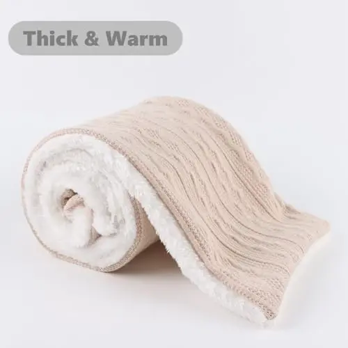 OMUKY Unisex Winter Knit Warm Scarves Thick Fleece Scarf Cold Weather Soft Neck Warmer for Women Men - 3