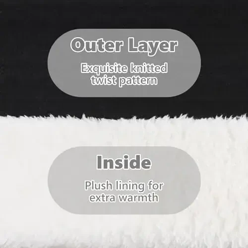 OMUKY Unisex Qishki Trikotajli Issiq Sharflar Qalin Junli Sharf Sovuq Ob-Havo Yumshoq Bo'yin Isitgichi Ayollar Erkaklar uchun - 4