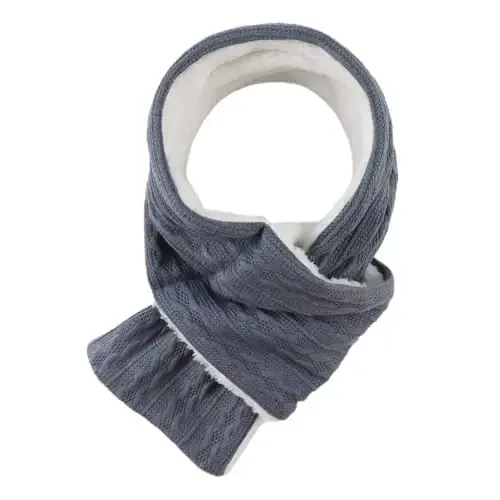 OMUKY Unisex Winter Knit Warm Scarves Thick Fleece Scarf Cold Weather Soft Neck Warmer for Women Men - 1