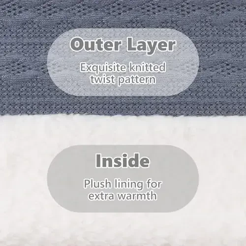 OMUKY Unisex Winter Knit Warm Scarves Thick Fleece Scarf Cold Weather Soft Neck Warmer for Women Men - 4