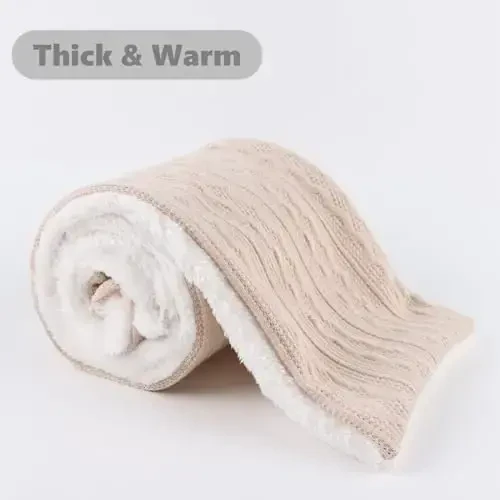 OMUKY Unisex Winter Knit Warm Scarves Thick Fleece Scarf Cold Weather Soft Neck Warmer for Women Men - 3